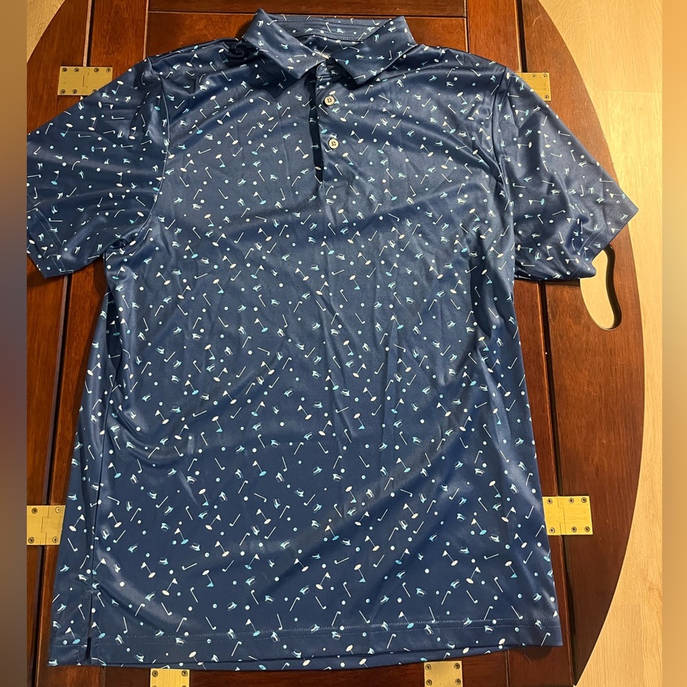 PGA Tour Navy Polo with White Pattern